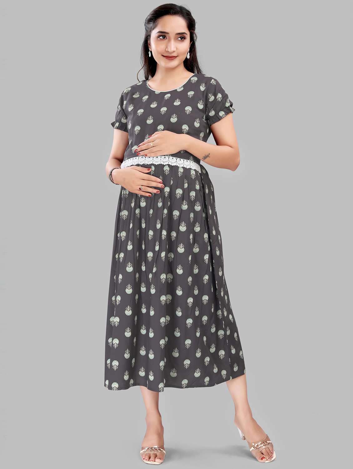women printed short sleeve maternity wear dress - 22140732 -  Standard Image - 1