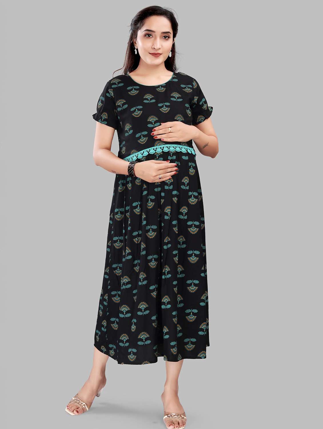 women printed short sleeve maternity wear dress - 22140736 -  Standard Image - 1