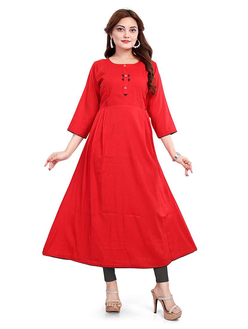 women solid three quarter sleeve maternity wear kurta - 22140740 -  Standard Image - 1
