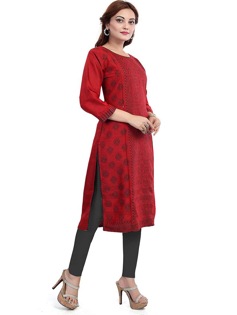 women printed three quarter sleeve maternity wear kurta - 22140751 -  Standard Image - 1
