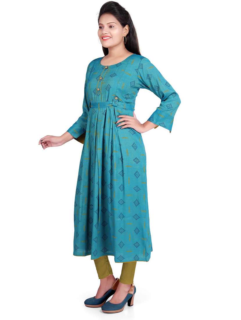 women printed three quarter sleeve maternity wear kurta - 22140757 -  Standard Image - 1