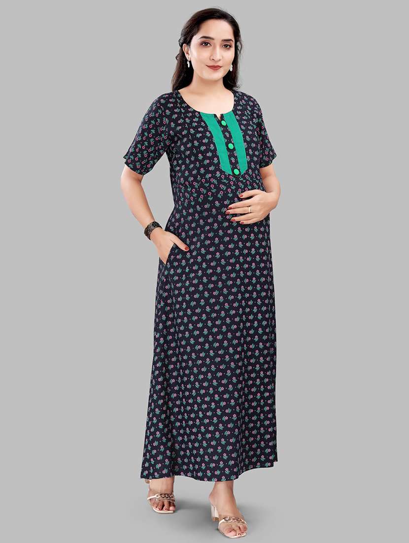women printed short sleeve maternity wear nighty - 22140759 -  Standard Image - 4