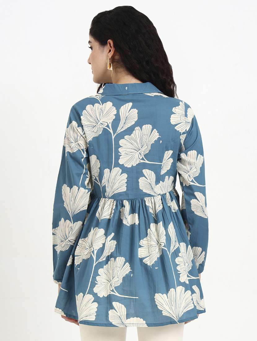 women printed long sleeve peplum top - 22140768 -  Standard Image - 4