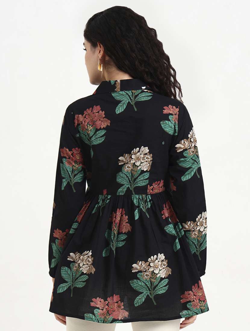 women printed long sleeve peplum top - 22140770 -  Standard Image - 4
