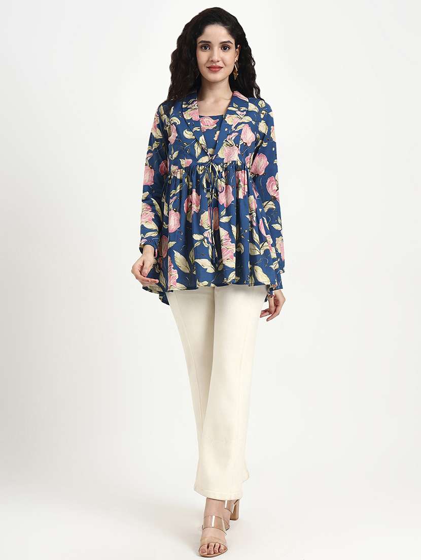 women printed long sleeve peplum top - 22140771 - Standard Image - 4