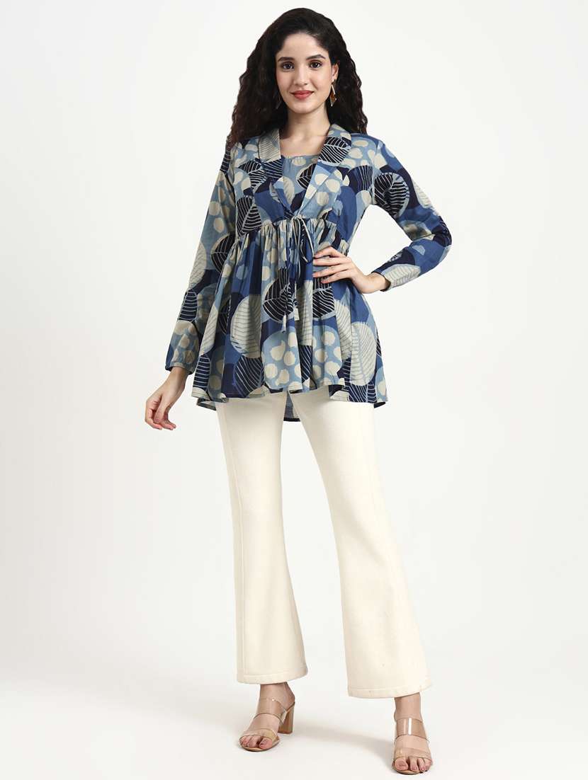 women printed long sleeve peplum top - 22140772 -  Standard Image - 4