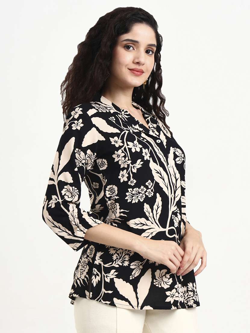 women printed three quarter sleeve shirt top - 22140773 -  Standard Image - 1