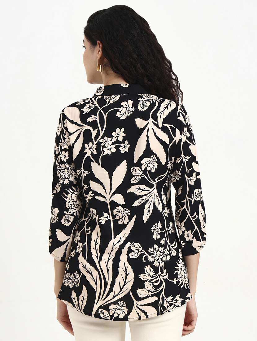 women printed three quarter sleeve shirt top - 22140773 - Standard Image - 4