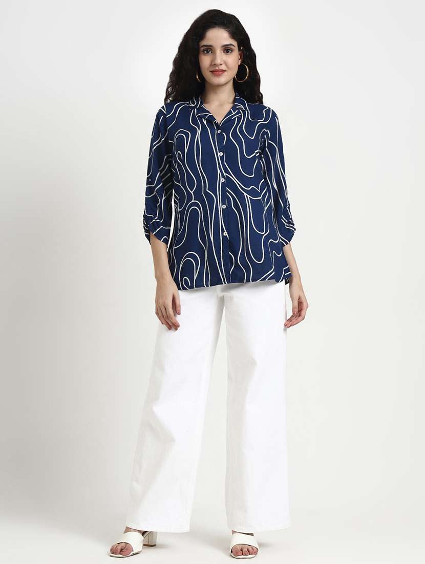 women printed three quarter sleeve shirt top - 22140774 - Standard Image - 4