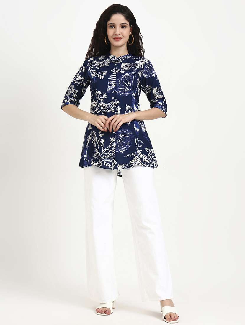 women printed three quarter sleeve shirt top - 22140775 - Standard Image - 4