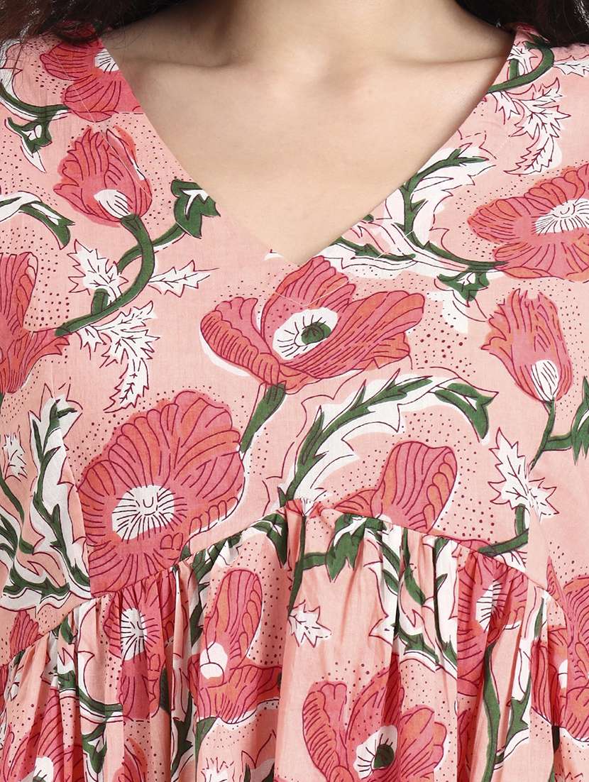 women floral print long sleeve flared kurti - 22140779 -  Standard Image - 6
