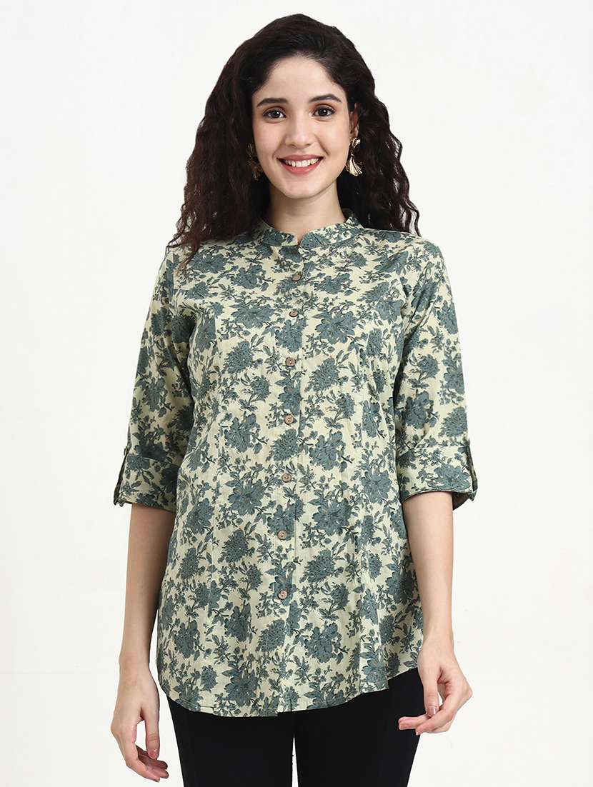 women printed three quarter sleeve shirt top - 22140781 -  Standard Image - 1