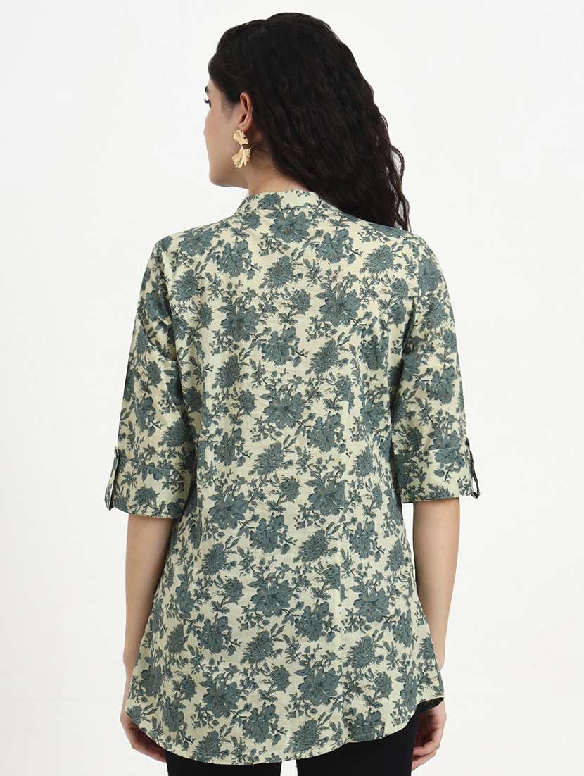 women printed three quarter sleeve shirt top - 22140781 - Standard Image - 4