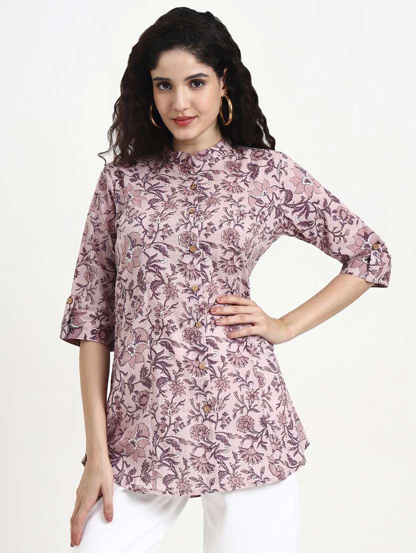 women printed three quarter sleeve shirt top - 22140782 -  Standard Image - 1