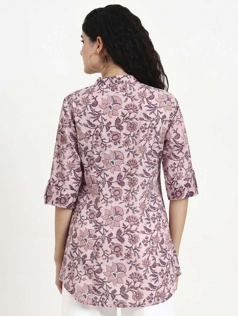 women printed three quarter sleeve shirt top - 22140782 - Standard Image - 4