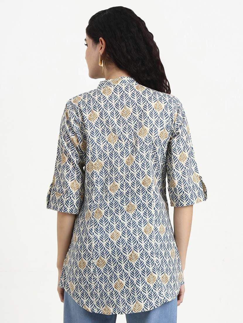 women printed three quarter sleeve shirt top - 22140783 - Standard Image - 4