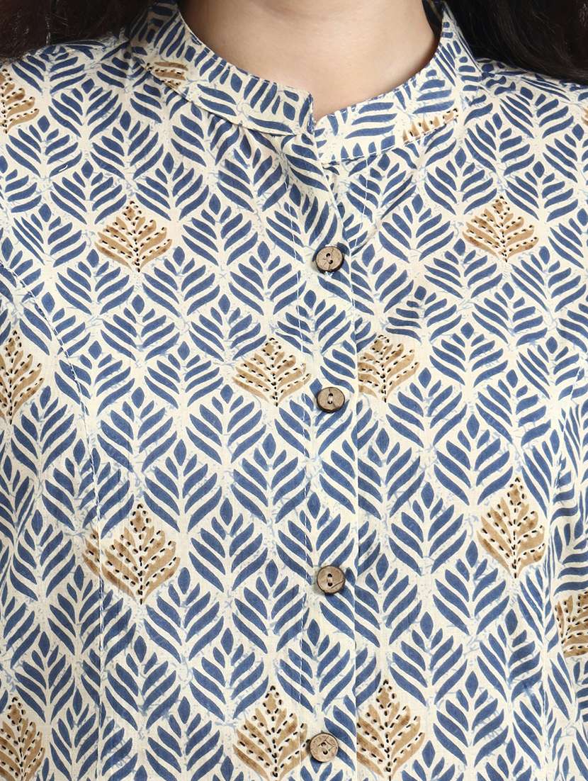 women printed three quarter sleeve shirt top - 22140783 - Standard Image - 6