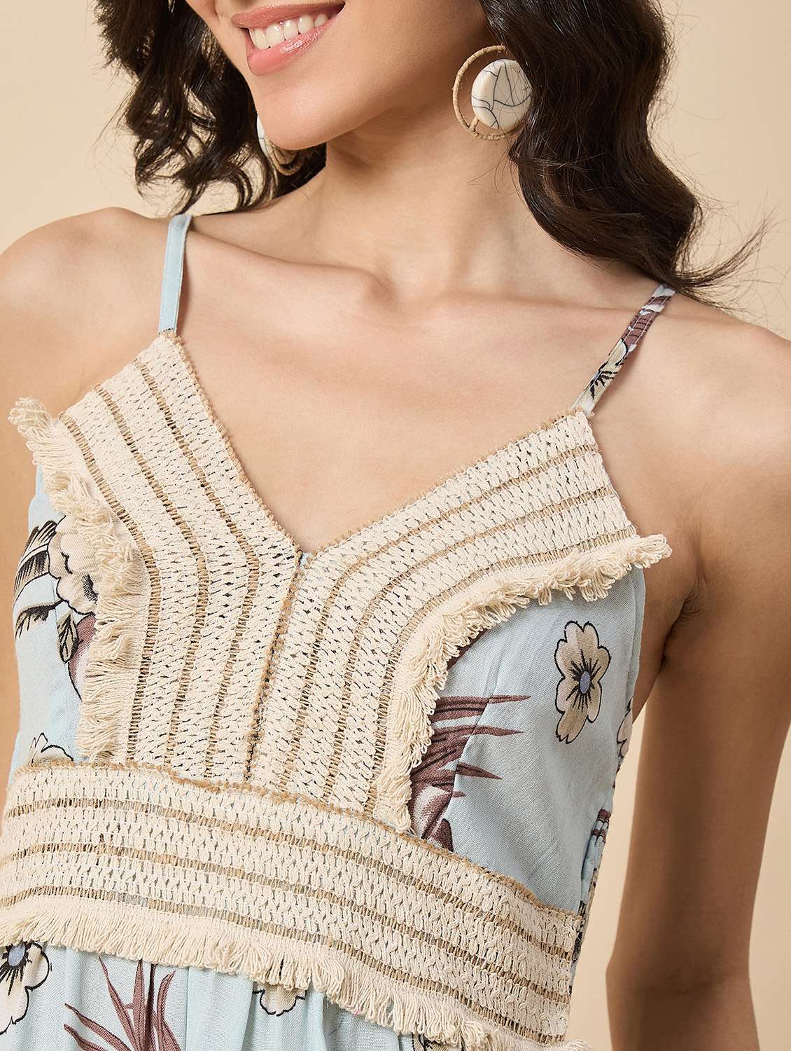 women floral print shoulder strap tiered dress - 22140837 -  Standard Image - 4