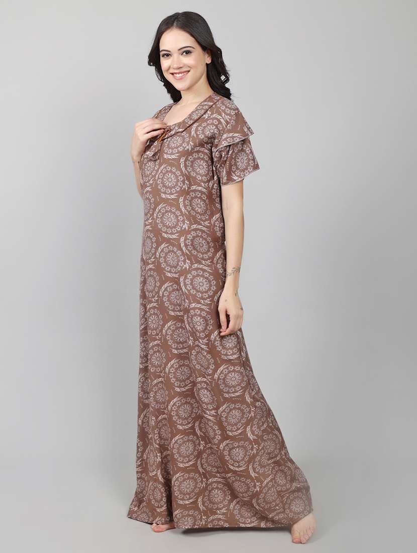 women printed short sleeve nighty  - 22140933 -  Standard Image - 1