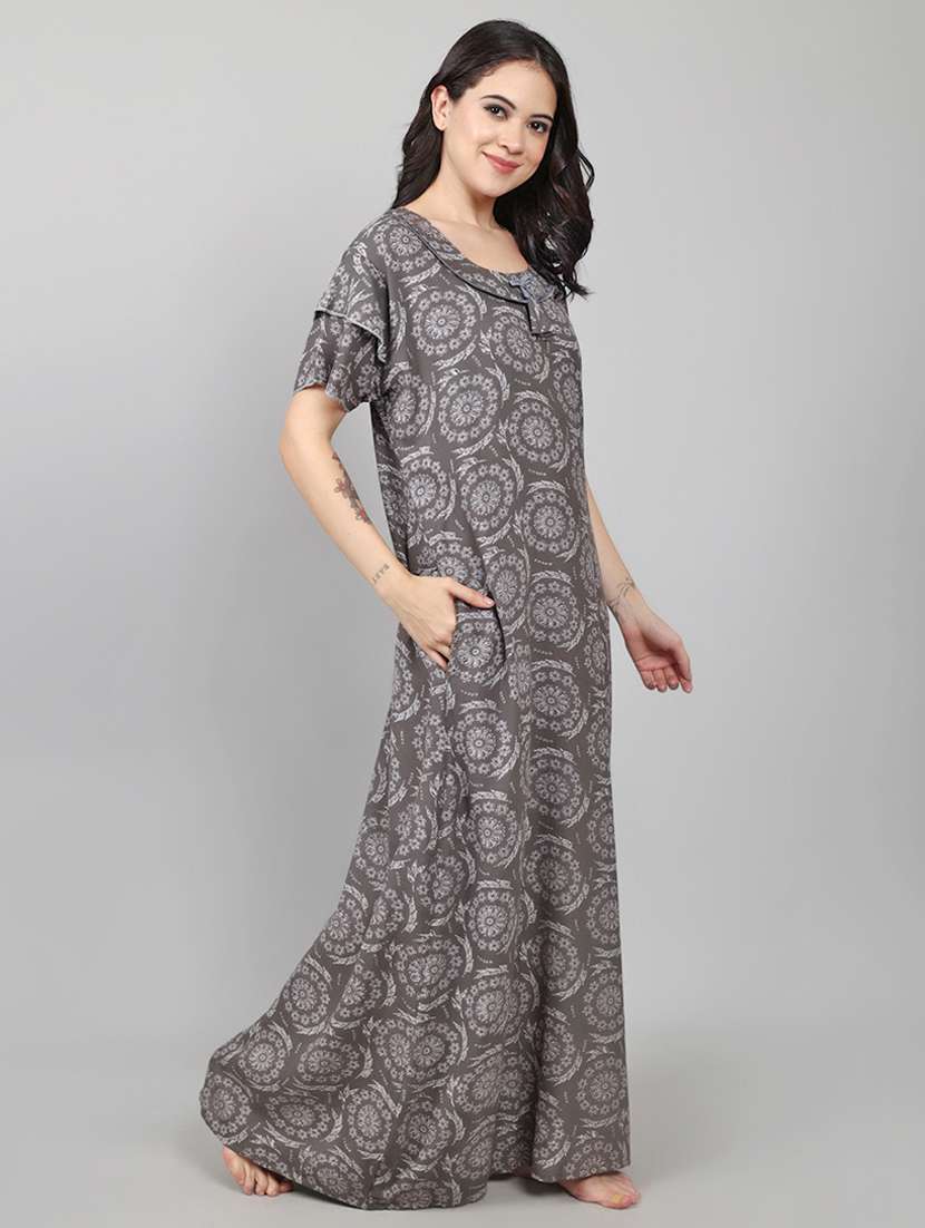 women printed short sleeve nighty  - 22140934 -  Standard Image - 1