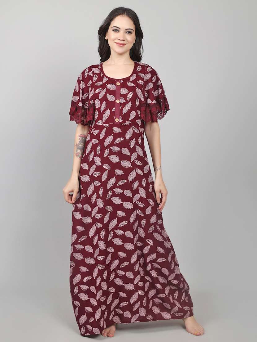 women printed short sleeve nighty  - 22140936 -  Standard Image - 1