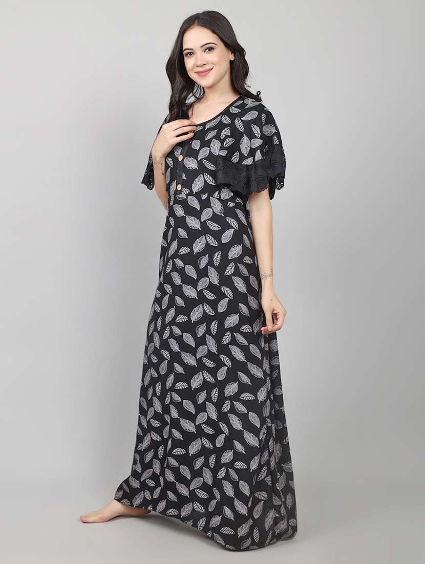 women printed short sleeve nighty  - 22140937 -  Standard Image - 1