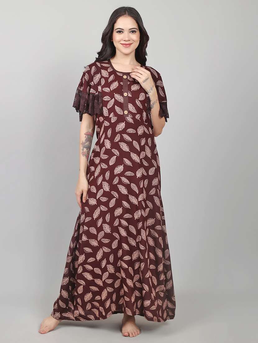 women printed short sleeve nighty  - 22140938 -  Standard Image - 1