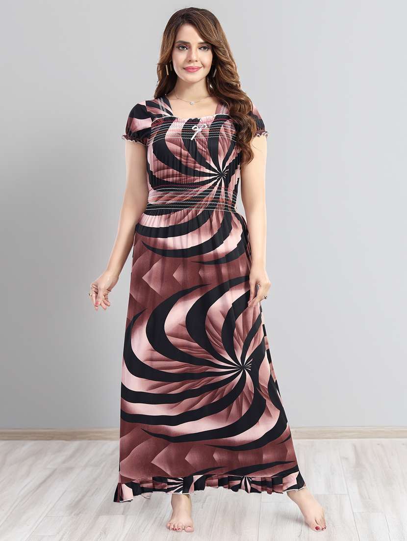 women printed short sleeve nighty - 22140939 -  Standard Image - 1