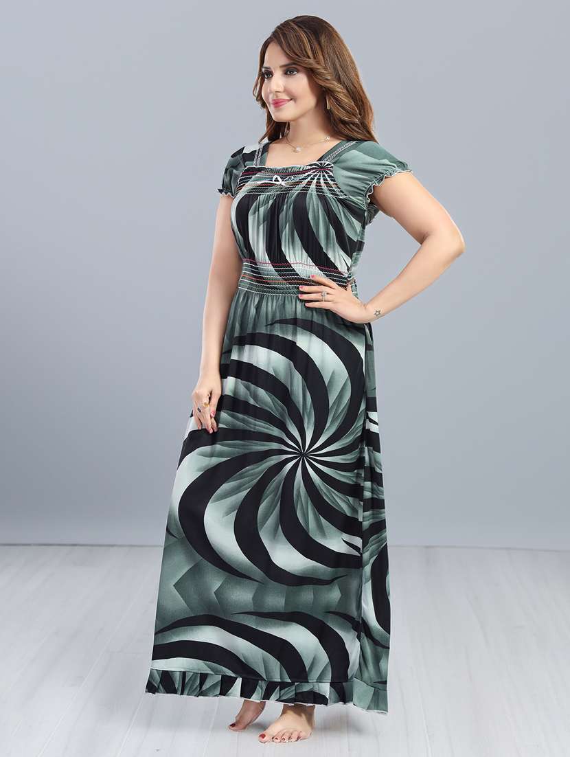 women printed short sleeve nighty - 22140940 -  Standard Image - 1