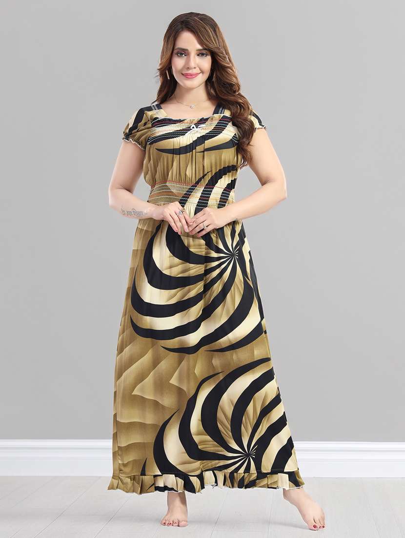 women printed short sleeve nighty - 22140942 -  Standard Image - 1