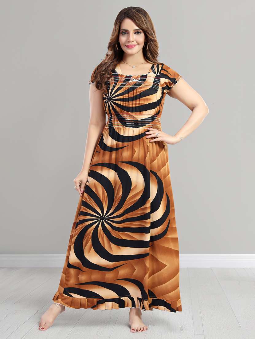 women printed short sleeve nighty - 22140944 -  Standard Image - 1