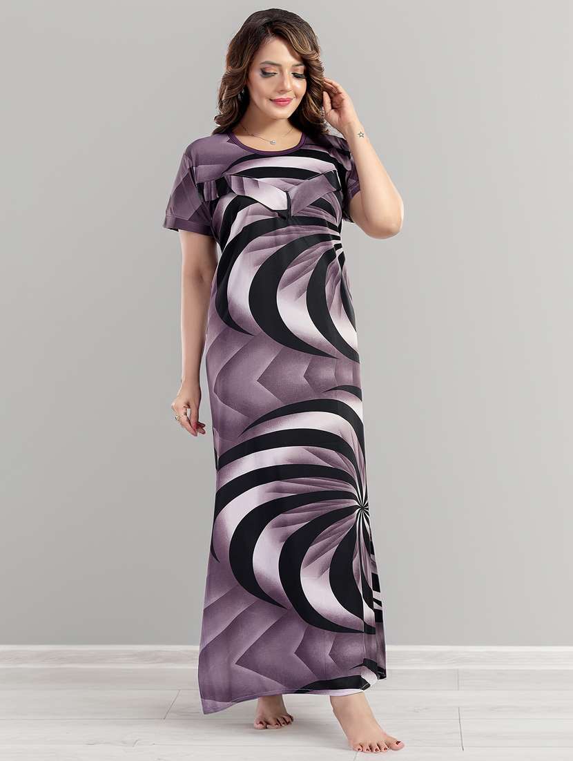 women printed short sleeve nighty - 22140945 -  Standard Image - 1