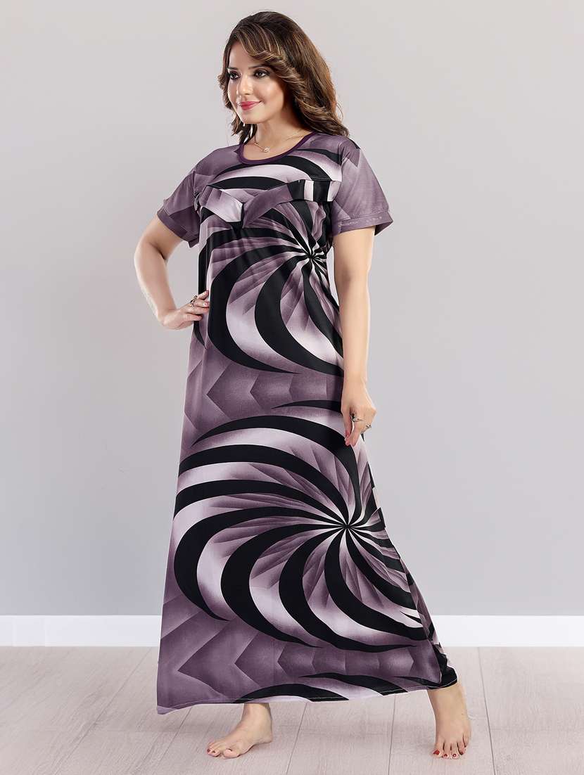 women printed short sleeve nighty - 22140945 -  Standard Image - 4