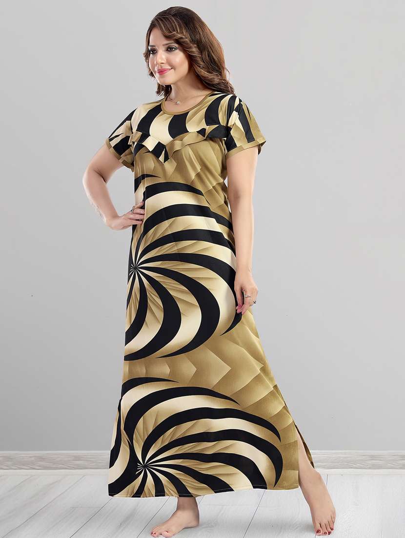 women printed short sleeve nighty - 22140948 -  Standard Image - 1