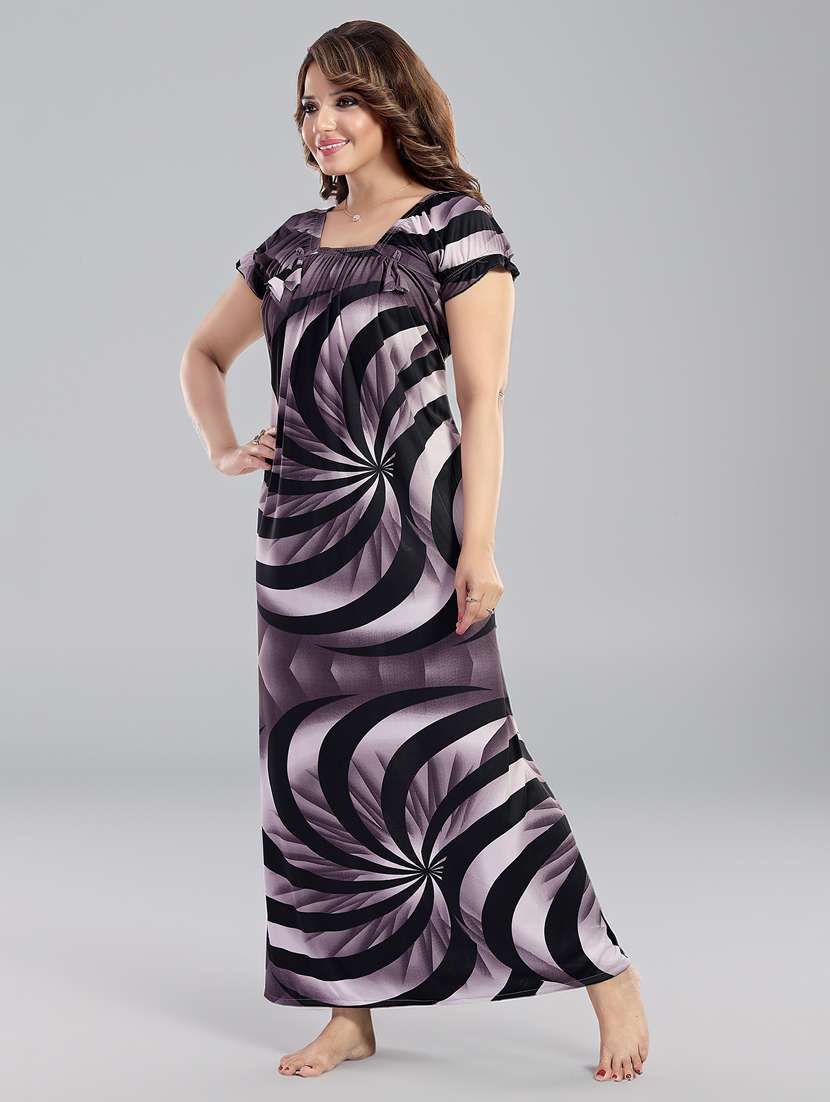 women printed short sleeve nighty - 22140958 -  Standard Image - 1