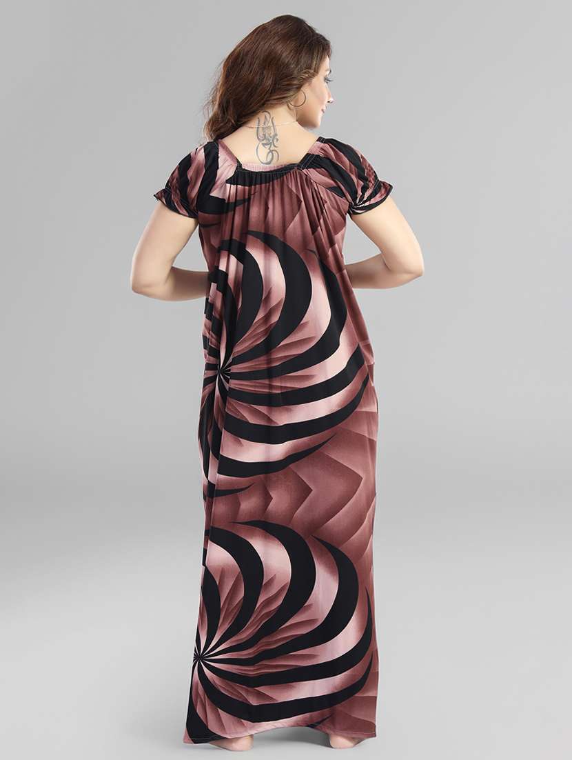 women printed short sleeve nighty - 22140960 -  Standard Image - 4