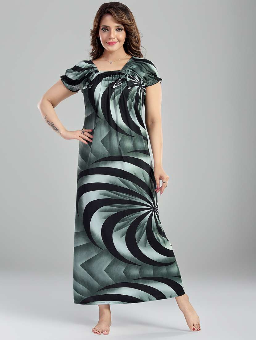 women printed short sleeve nighty - 22140962 -  Standard Image - 1