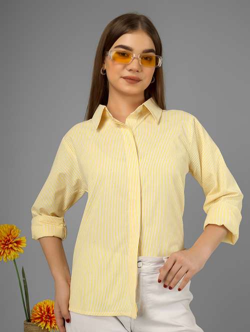 women striped long sleeve collared shirt - 22140966 -  Standard Image - 0