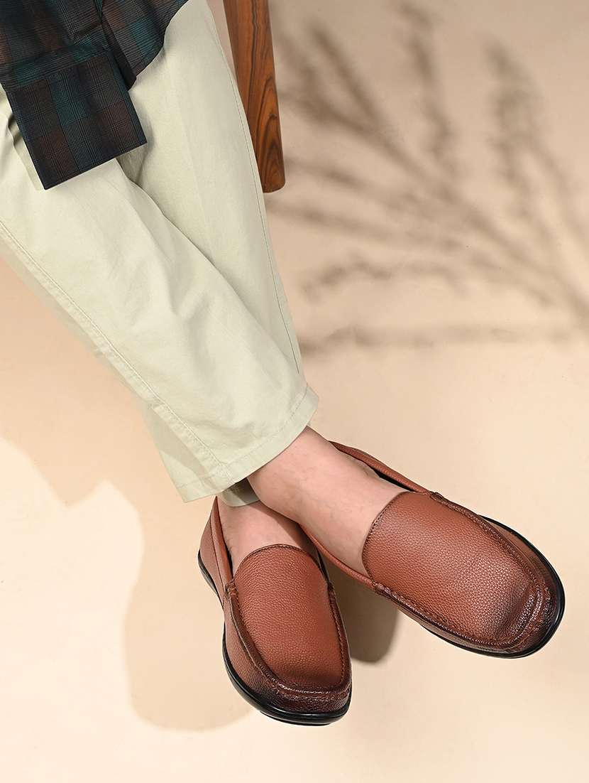 men tan slip on loafer