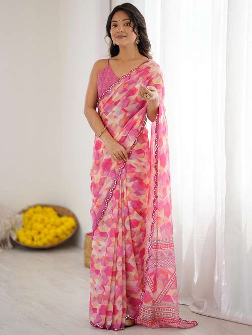 women printed casual wear saree with blouse - 22141061 -  Standard Image - 0