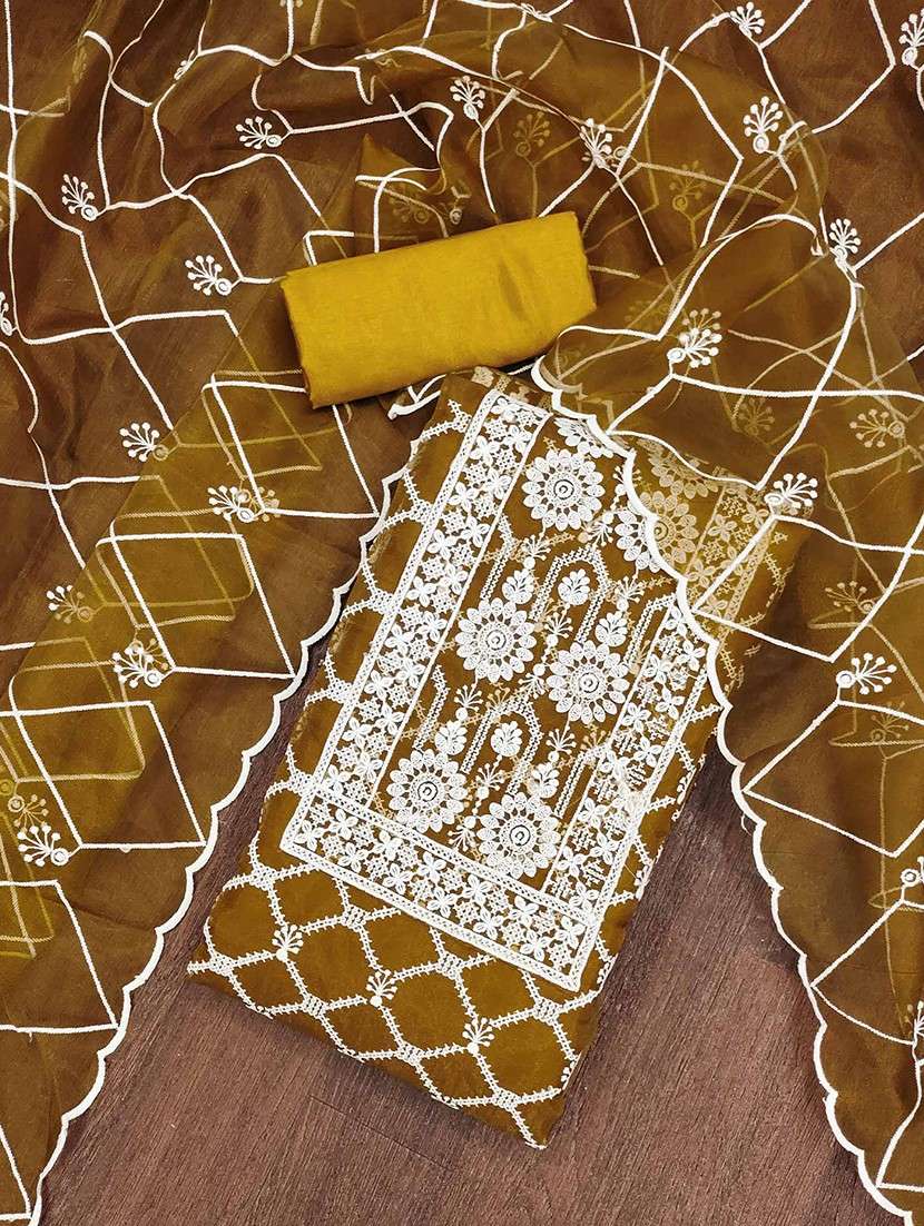 women solid with work unstitched suit set - 22141166 -  Standard Image - 1