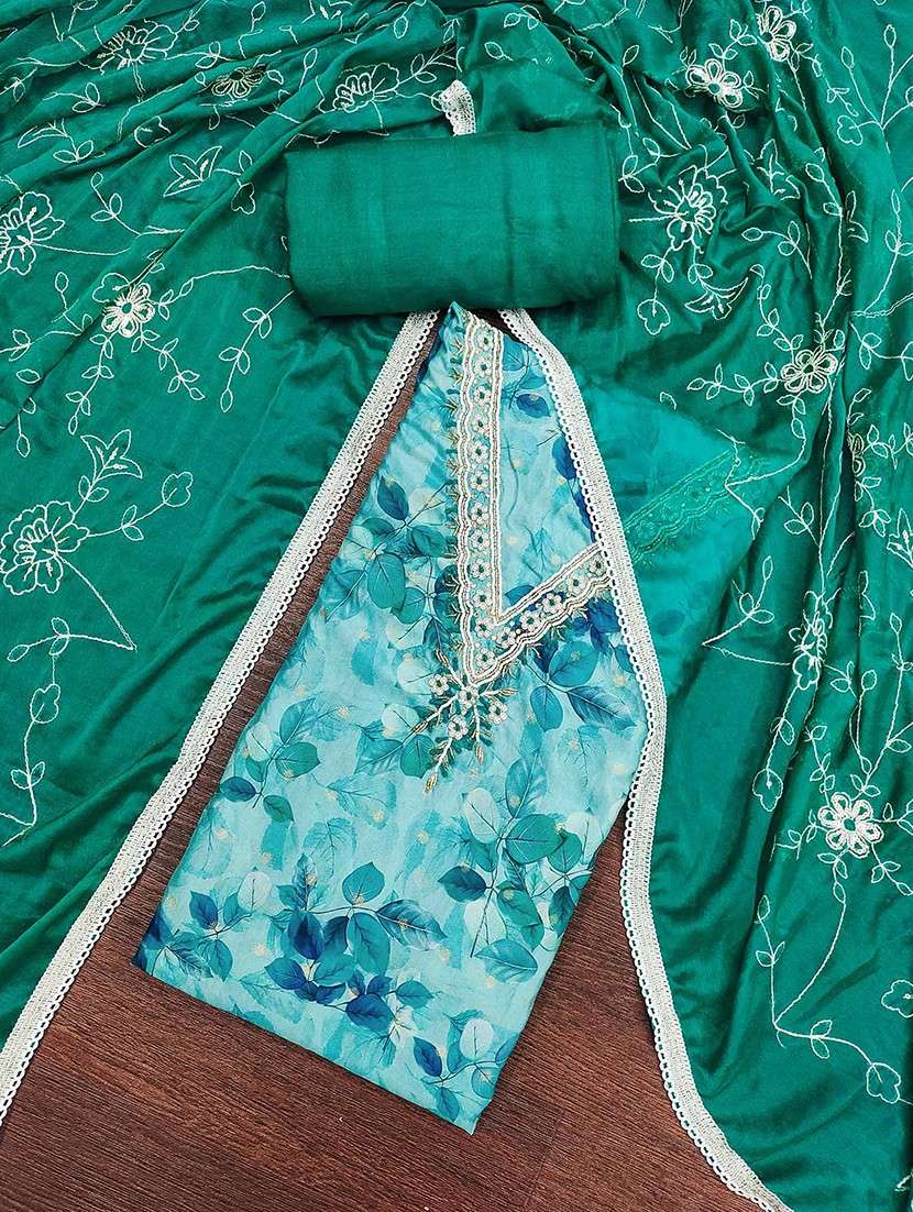 women printed embellished unstitched suit set - 22141201 -  Standard Image - 1