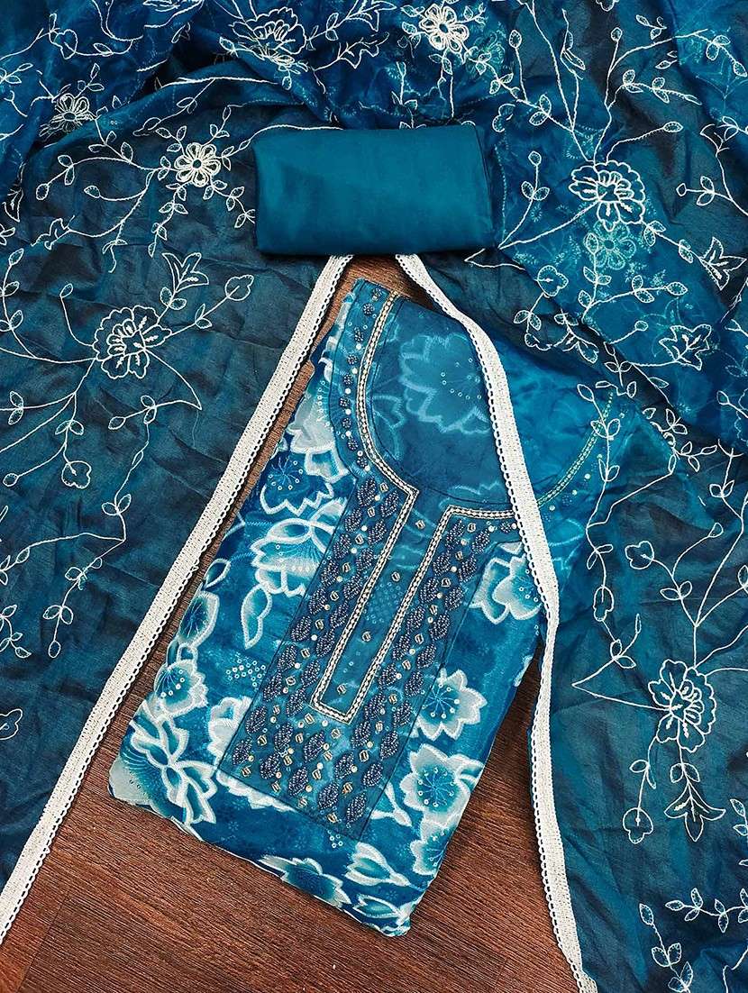 women floral printed embellished unstitched suit set - 22141205 - Standard Image - 1