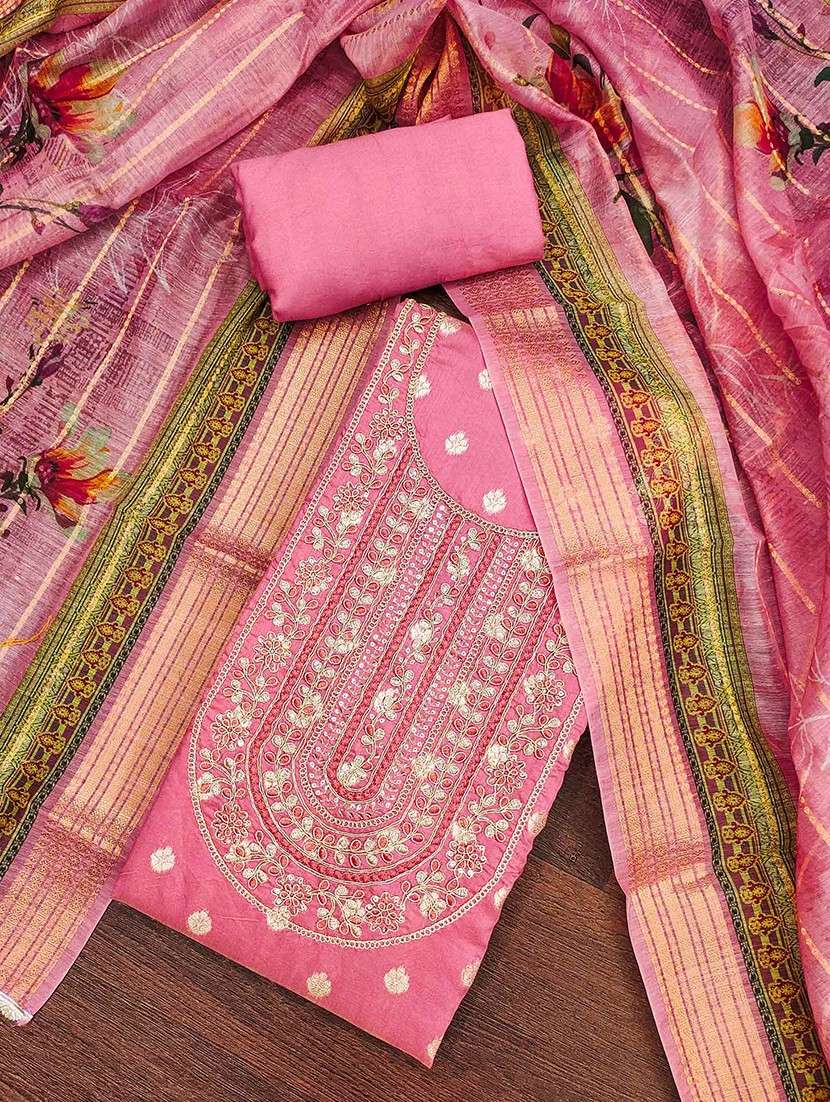 women self design embroidered unstitched suit set - 22141209 -  Standard Image - 1