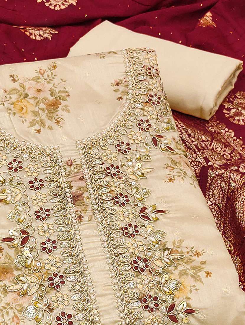 women floral embroidered unstitched suit set - 22141217 -  Standard Image - 1