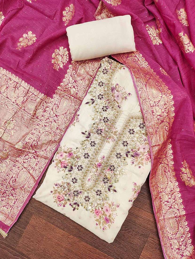 women floral embroidered unstitched suit set - 22141218 -  Standard Image - 1