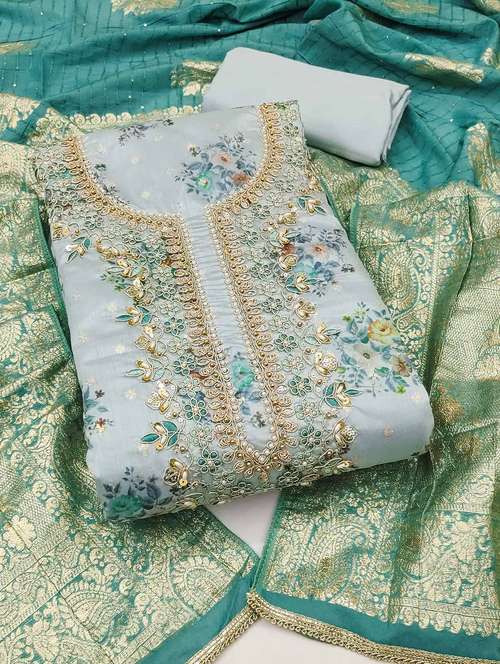 women floral embroidered unstitched suit set - 22141220 -  Standard Image - 0