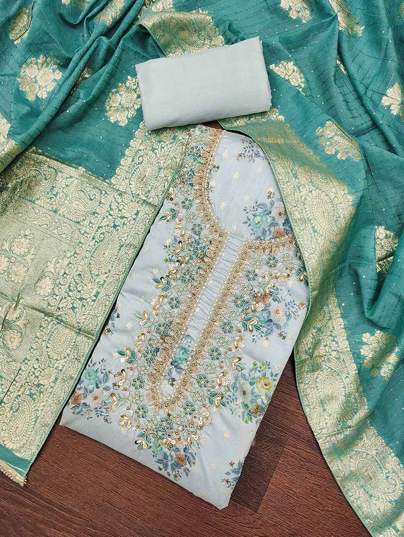 women floral embroidered unstitched suit set - 22141220 -  Standard Image - 1