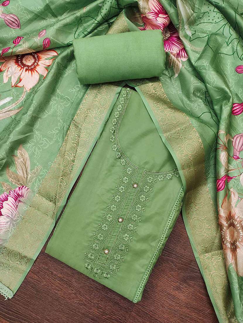 women solid with work unstitched suit set - 22141222 -  Standard Image - 1