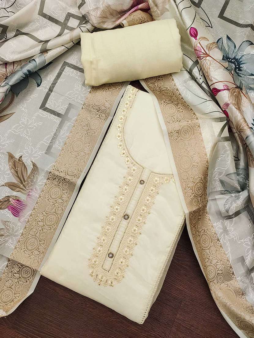 women solid with work unstitched suit set - 22141224 -  Standard Image - 1